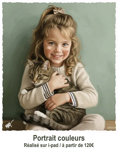 portrait couleur gamine et son minet !